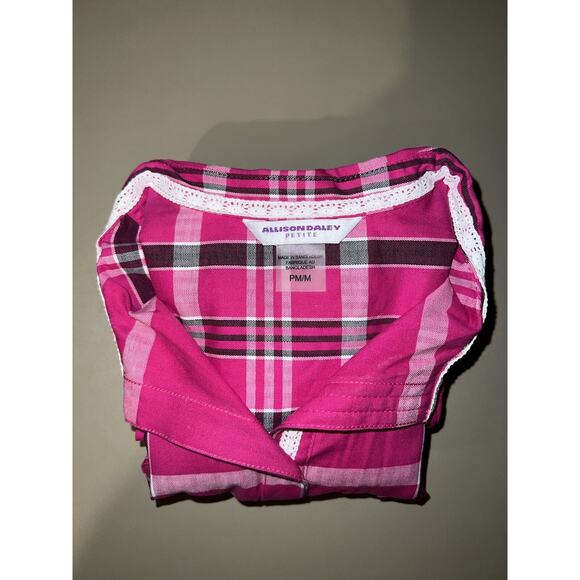 Allison Daley Petite Button Down Pink Plaid Women’s PM/M - Picture 5 of 5